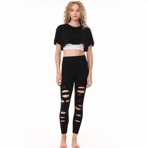 ALO Yoga HR Ripped Warrior Black Leggings size XS